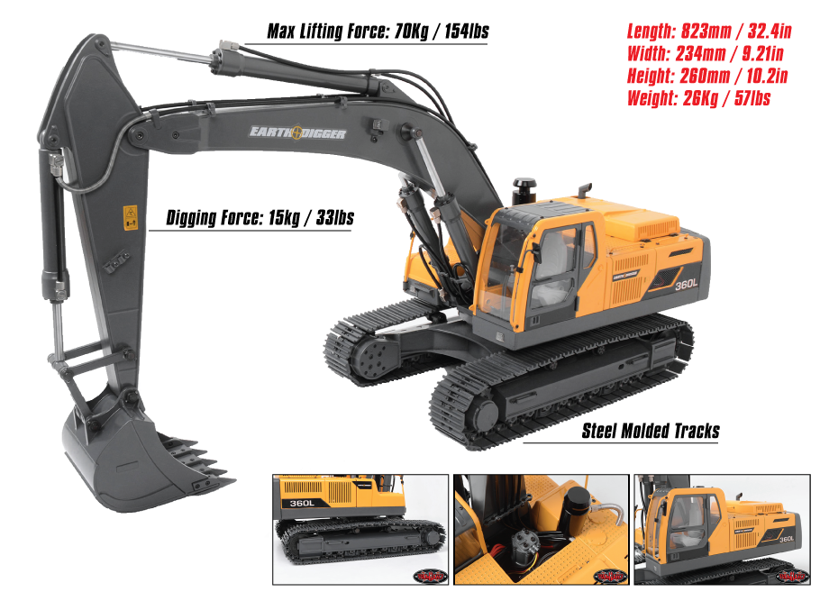 All New RC4WD 1/14 Scale Earth Digger 360L Hydraulic Excavator (RTR ...